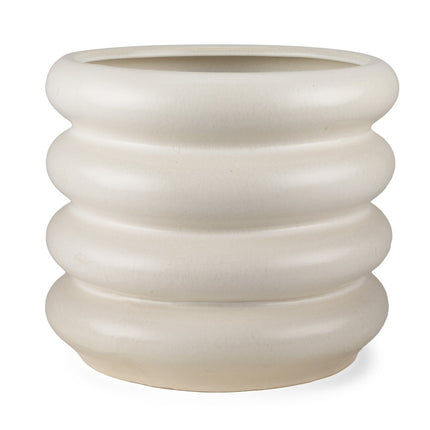 14" Cream Cylinder Ceramic Table Vase HomeRoots