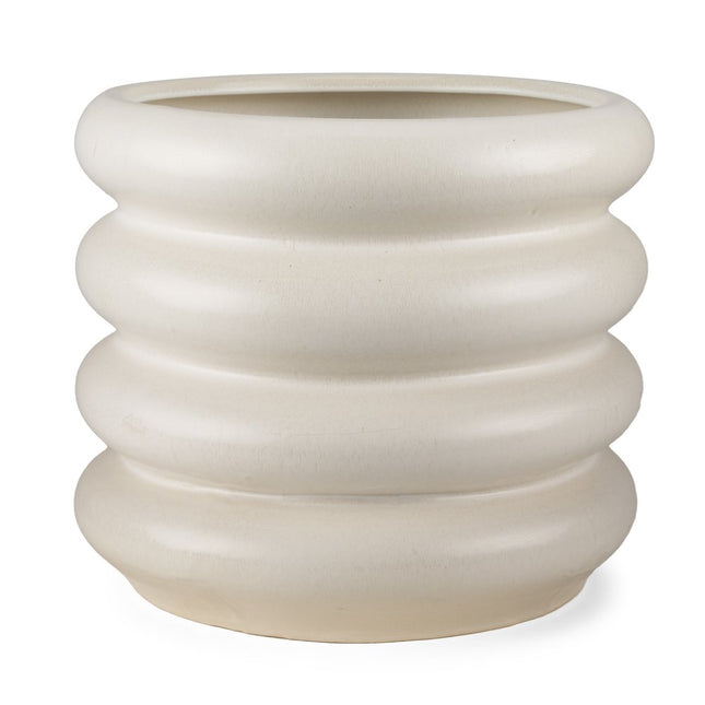 14" Cream Cylinder Ceramic Table Vase HomeRoots