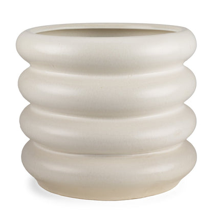 14" Cream Cylinder Ceramic Table Vase HomeRoots