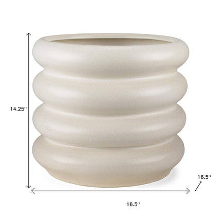 14" Cream Cylinder Ceramic Table Vase HomeRoots