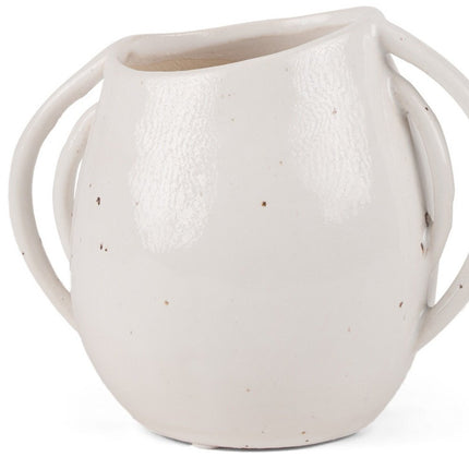 7" Cream Speckle Ceramic Amphora Table Vase HomeRoots