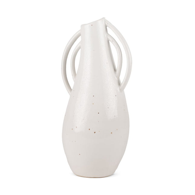 14" Off White Speckle Ceramic Amphora Table Vase HomeRoots
