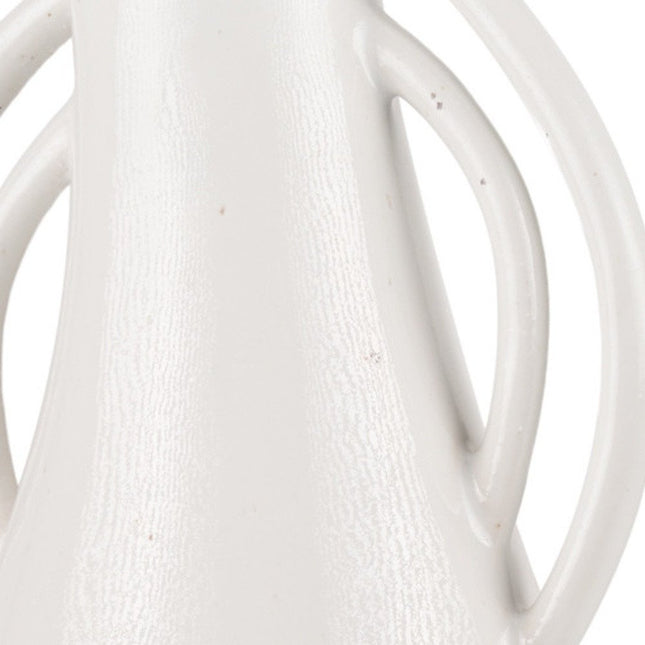 14" Off White Speckle Ceramic Amphora Table Vase HomeRoots