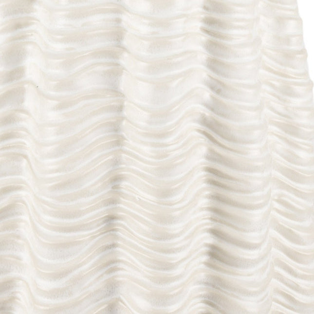 24" Cream Cylinder Ceramic Sculptural Waves Table Vase HomeRoots