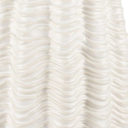 24" Cream Cylinder Ceramic Sculptural Waves Table Vase HomeRoots