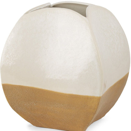 10" Beige And Cream Color Block Ceramic Table Vase HomeRoots