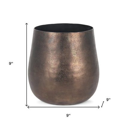 9" Antiqued Brass Aluminum Table Vase HomeRoots