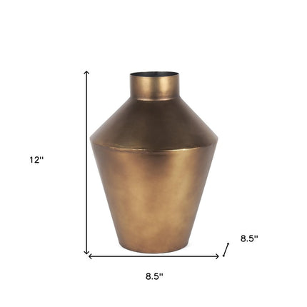12" Antiqued Bronze Metal Trumpet Table Vase HomeRoots