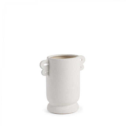10" Off White Ceramic Cylinder Table Vase With Handles HomeRoots