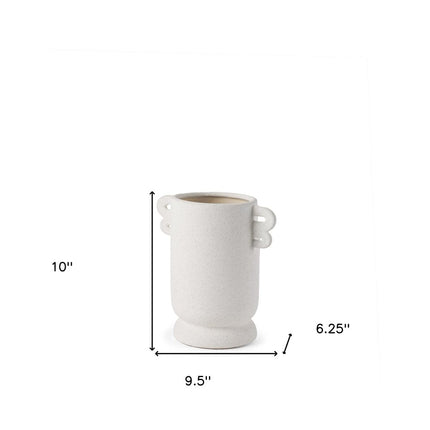 10" Off White Ceramic Cylinder Table Vase With Handles HomeRoots