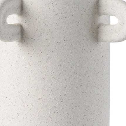 16" Off White Cylinder Ceramic Table Vase With Handles HomeRoots