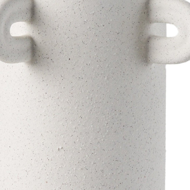 16" Off White Cylinder Ceramic Table Vase With Handles HomeRoots