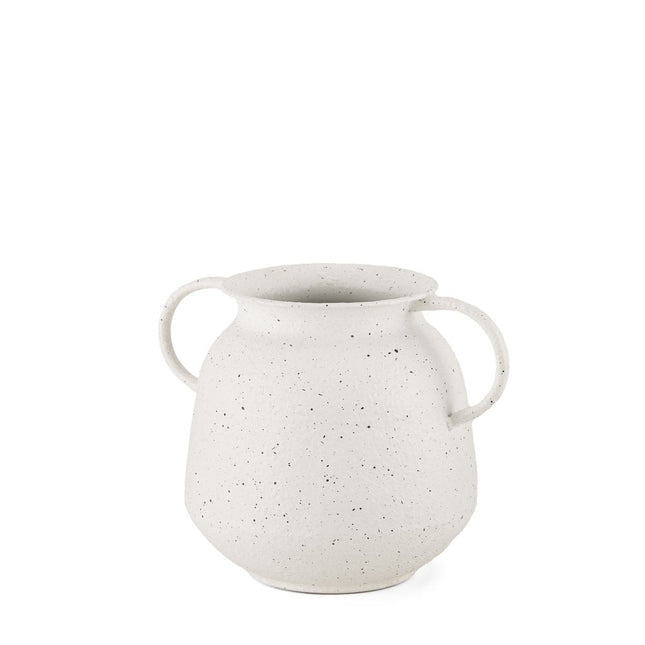 7" White Speckle Metal Amphora Table Vase HomeRoots