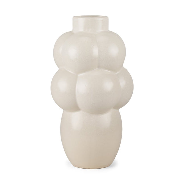 14" Cream Ceramic Modern Abstract Bubbles Table Vase HomeRoots