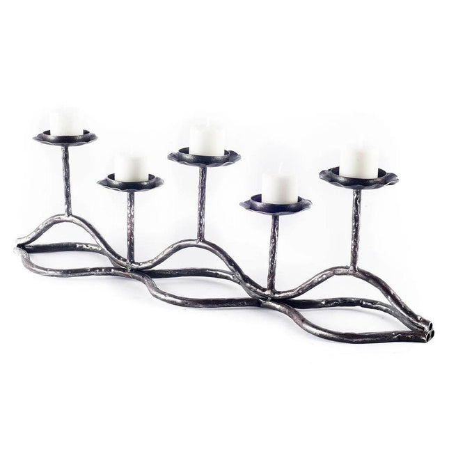 7" Black Distressed Geometric Metal Tabletop Tealight Candle Holder HomeRoots