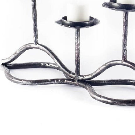 7" Black Distressed Geometric Metal Tabletop Tealight Candle Holder HomeRoots