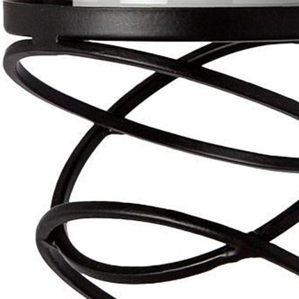 17" Black Geometric Glass And Metal Tabletop Pillar Candle Holder HomeRoots