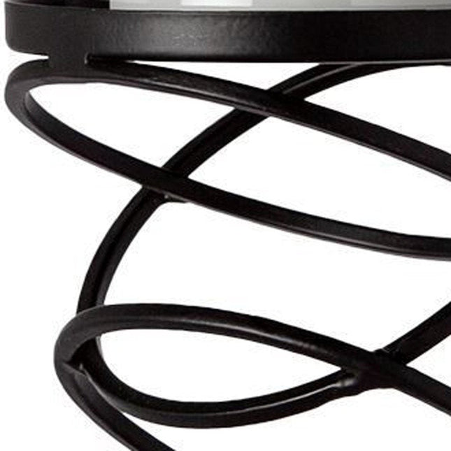 17" Black Geometric Glass And Metal Tabletop Pillar Candle Holder HomeRoots