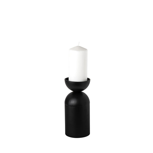 9" Black Metal Tabletop Pillar Candle Holder HomeRoots