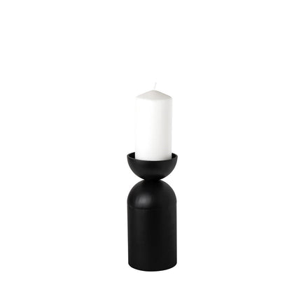 9" Black Metal Tabletop Pillar Candle Holder HomeRoots