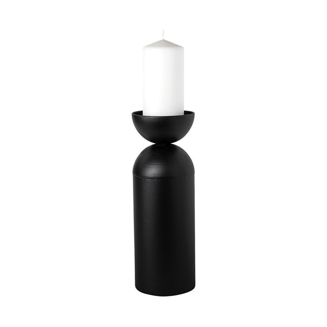 13" Black Metal Tabletop Pillar Candle Holder HomeRoots