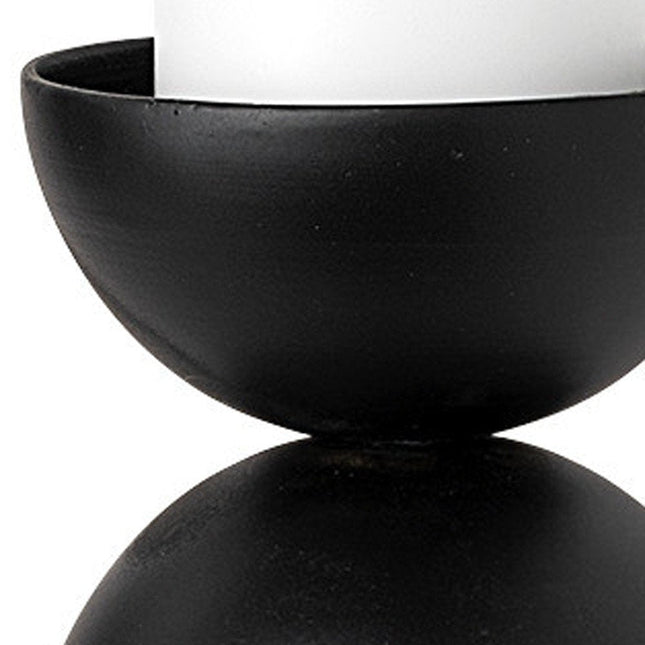 13" Black Metal Tabletop Pillar Candle Holder HomeRoots