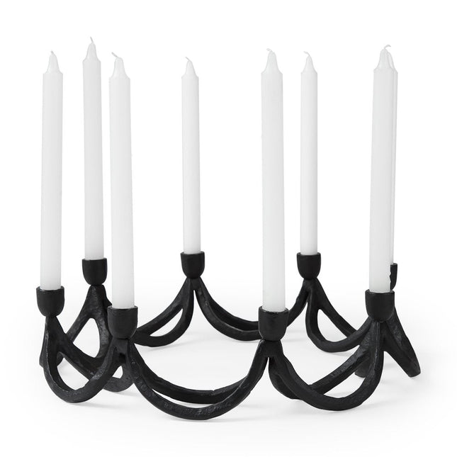 4" Black Abstract Metal Tabletop Candelabra Candle Holder HomeRoots