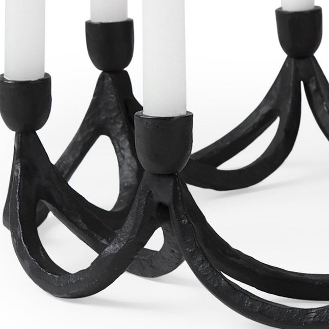 4" Black Abstract Metal Tabletop Candelabra Candle Holder HomeRoots