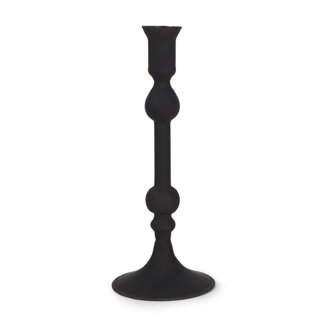 10" Black Glass Tabletop Taper Candlestick HomeRoots