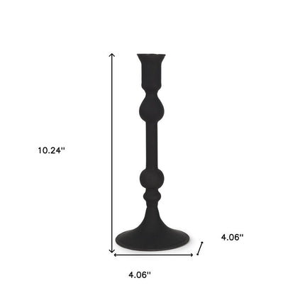 10" Black Glass Tabletop Taper Candlestick HomeRoots