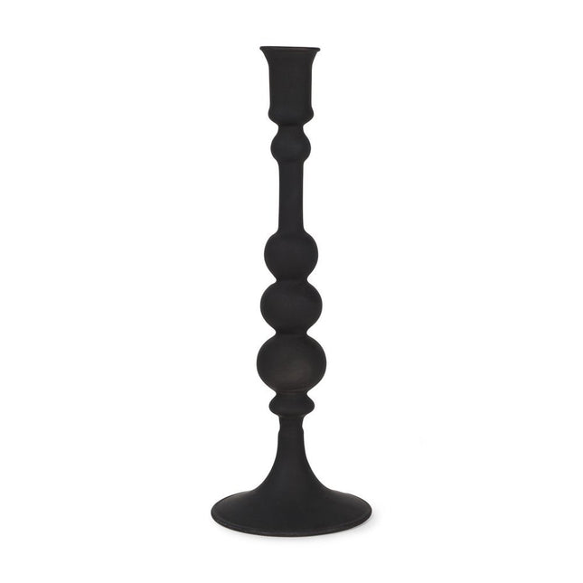 12" Black Glass Tabletop Taper Candlestick HomeRoots
