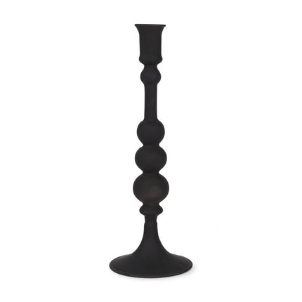 12" Black Glass Tabletop Taper Candlestick HomeRoots