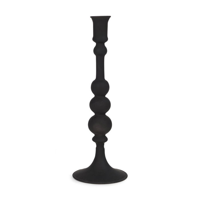 12" Black Glass Tabletop Taper Candlestick HomeRoots