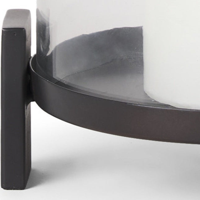 14" Black Metal Abstract Tabletop Hurricane Candle Holder HomeRoots