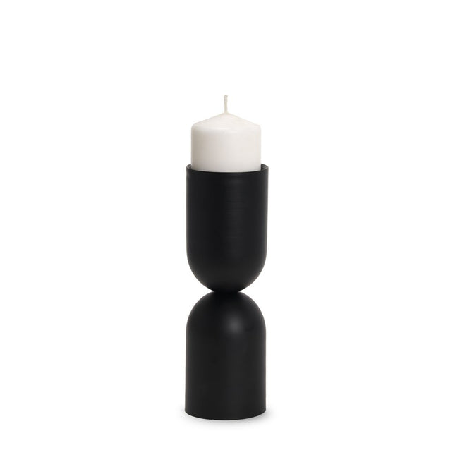 11" Black Metal Tabletop Pillar Candle Holder HomeRoots
