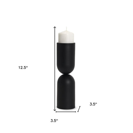 13" Black Metal Tabletop Pillar Candle Holder HomeRoots
