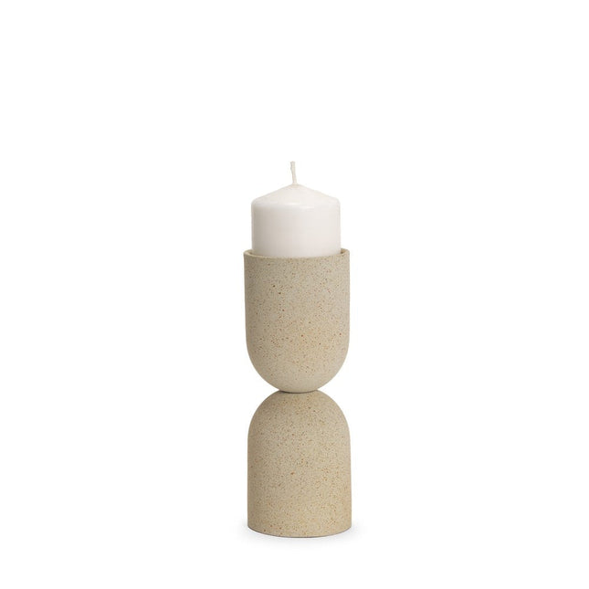 9" Beige Metal Tabletop Pillar Candle Holder HomeRoots