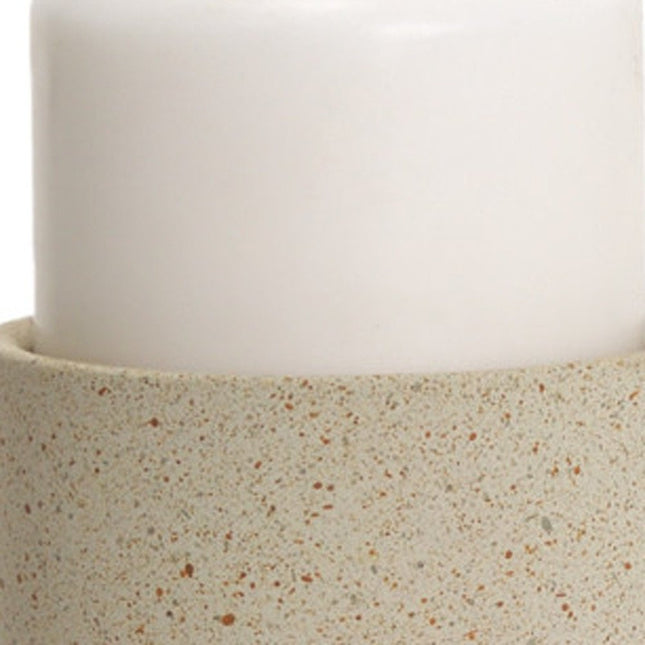 9" Beige Metal Tabletop Pillar Candle Holder HomeRoots