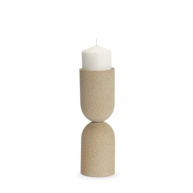 11" Beige Metal Tabletop Pillar Candle Holder HomeRoots
