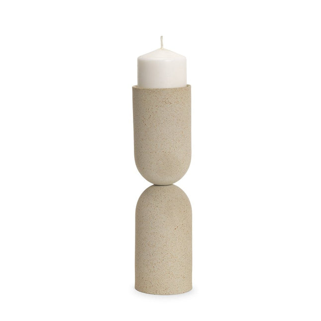 13" Beige Metal Abstract Tabletop Candle Holder HomeRoots