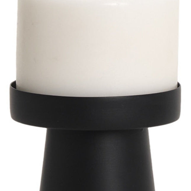 6" Black Metal Tabletop Pillar Candle Holder HomeRoots