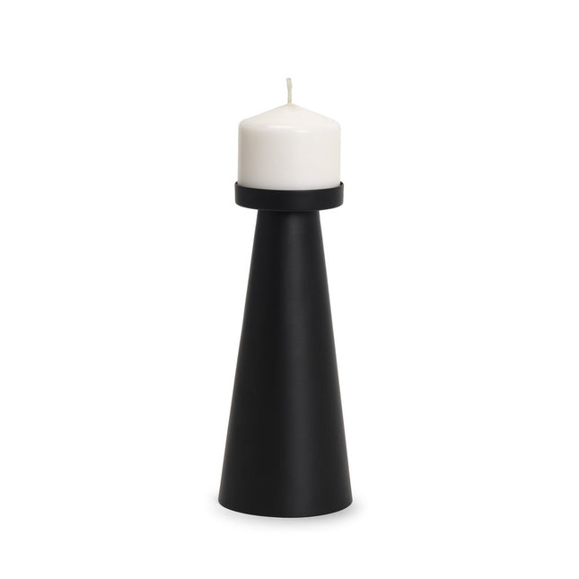 10" Black Metal Tabletop Pillar Candle Holder HomeRoots