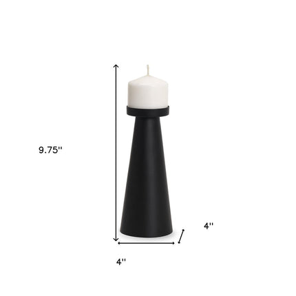10" Black Metal Tabletop Pillar Candle Holder HomeRoots