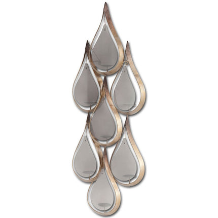 52" Gold And Gray Distressed Geometric Glass And Metal Wall Sconce Candle Holder HomeRoots