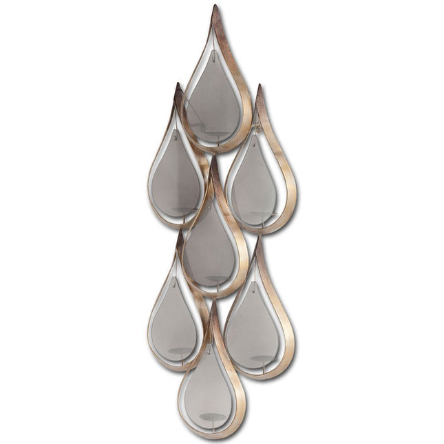 52" Gold And Gray Distressed Geometric Glass And Iron Wall Sconce Candle Holder HomeRoots