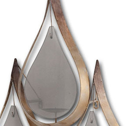52" Gold And Gray Distressed Geometric Glass And Metal Wall Sconce Candle Holder HomeRoots