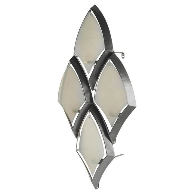 36" Gray And Silver Geometric Glass And Iron Wall Sconce Candle Holder HomeRoots