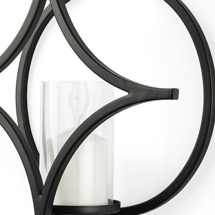 6" Black Quatrefoil Metal Wall Sconce Candle Holder HomeRoots