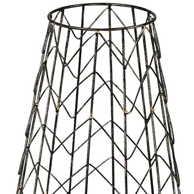 16" Gold Distressed Lattice Metal Tabletop Lantern Candle Holder HomeRoots