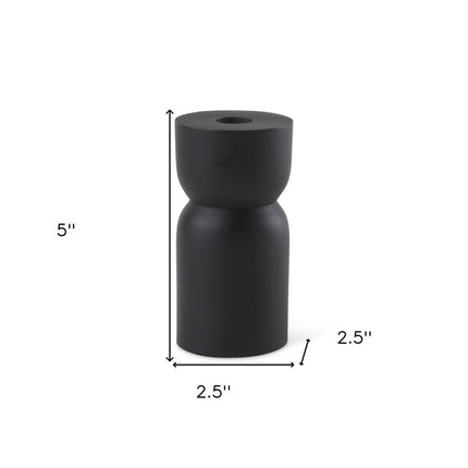 5" Black Metal Tabletop Pillar Candle Holder HomeRoots